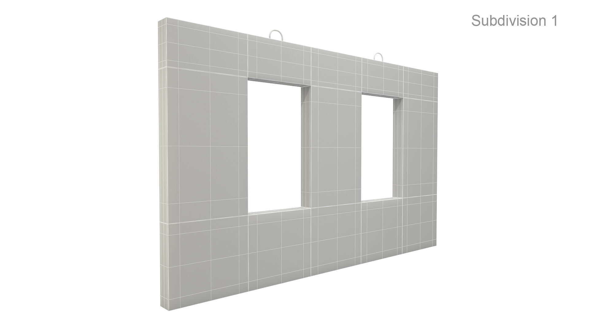 Concrete Wall with Windows 3D model_11