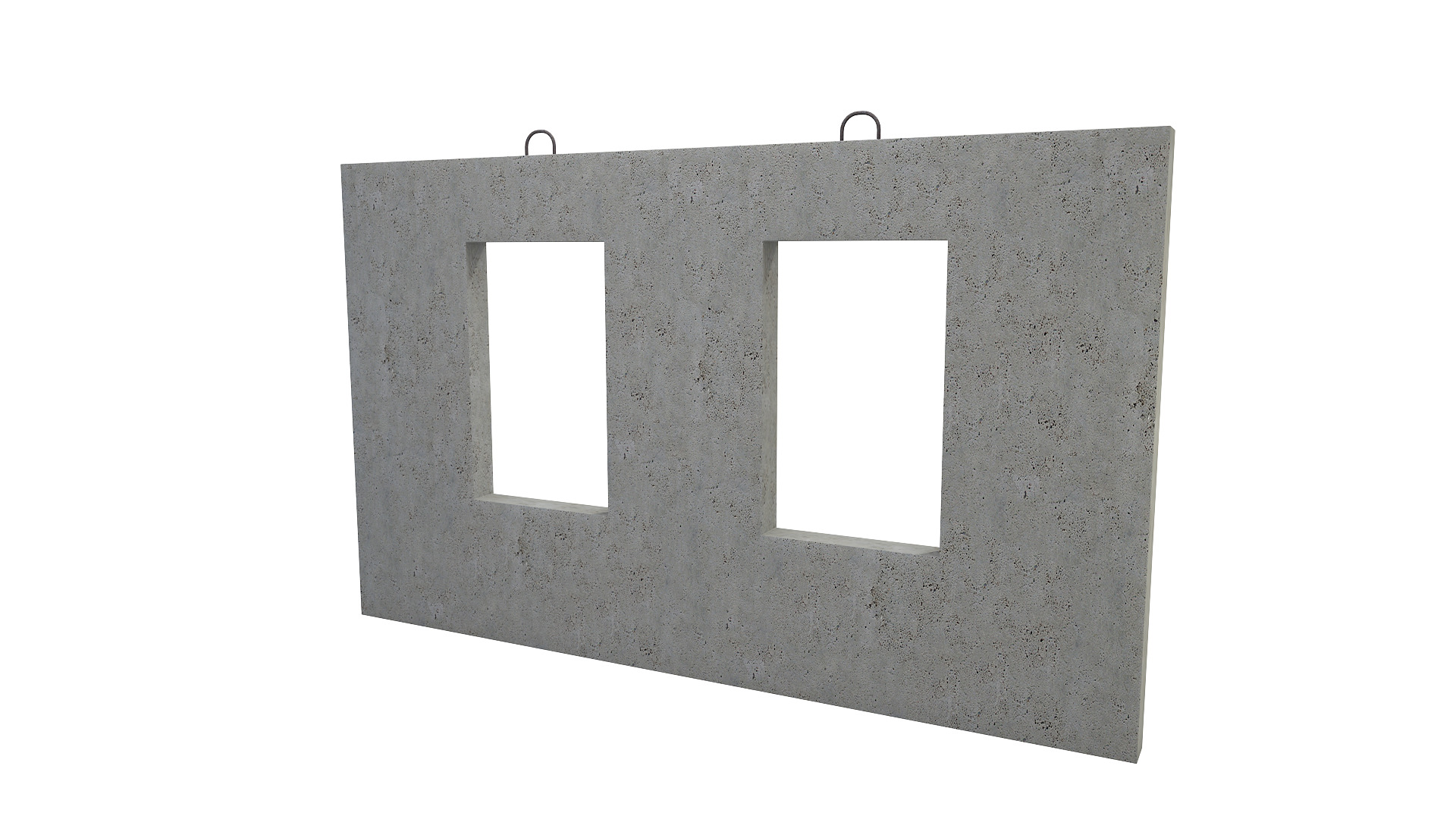 Concrete Wall with Windows 3D model_1