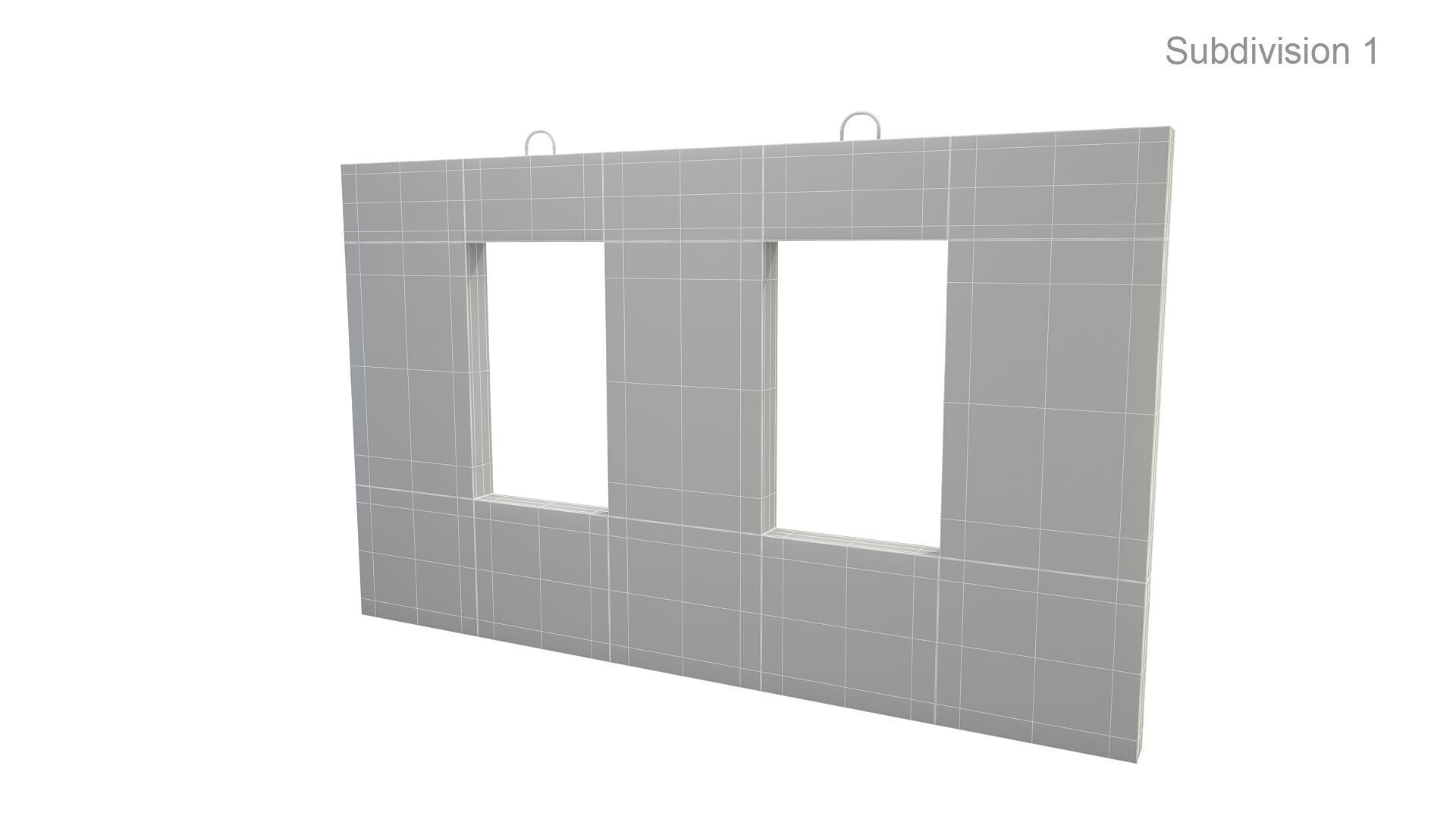 Concrete Wall with Windows 3D model_9