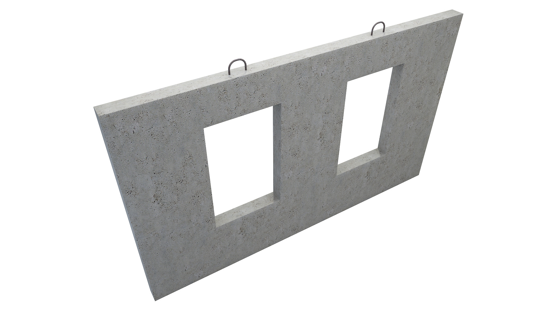 Concrete Wall with Windows 3D model_4