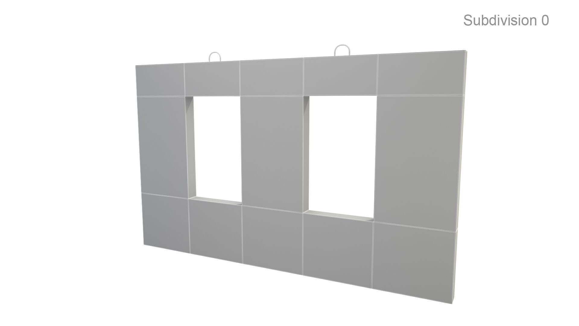 Concrete Wall with Windows 3D model_6