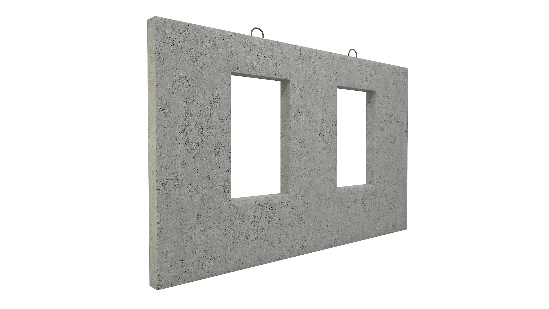 Concrete Wall with Windows 3D model_3