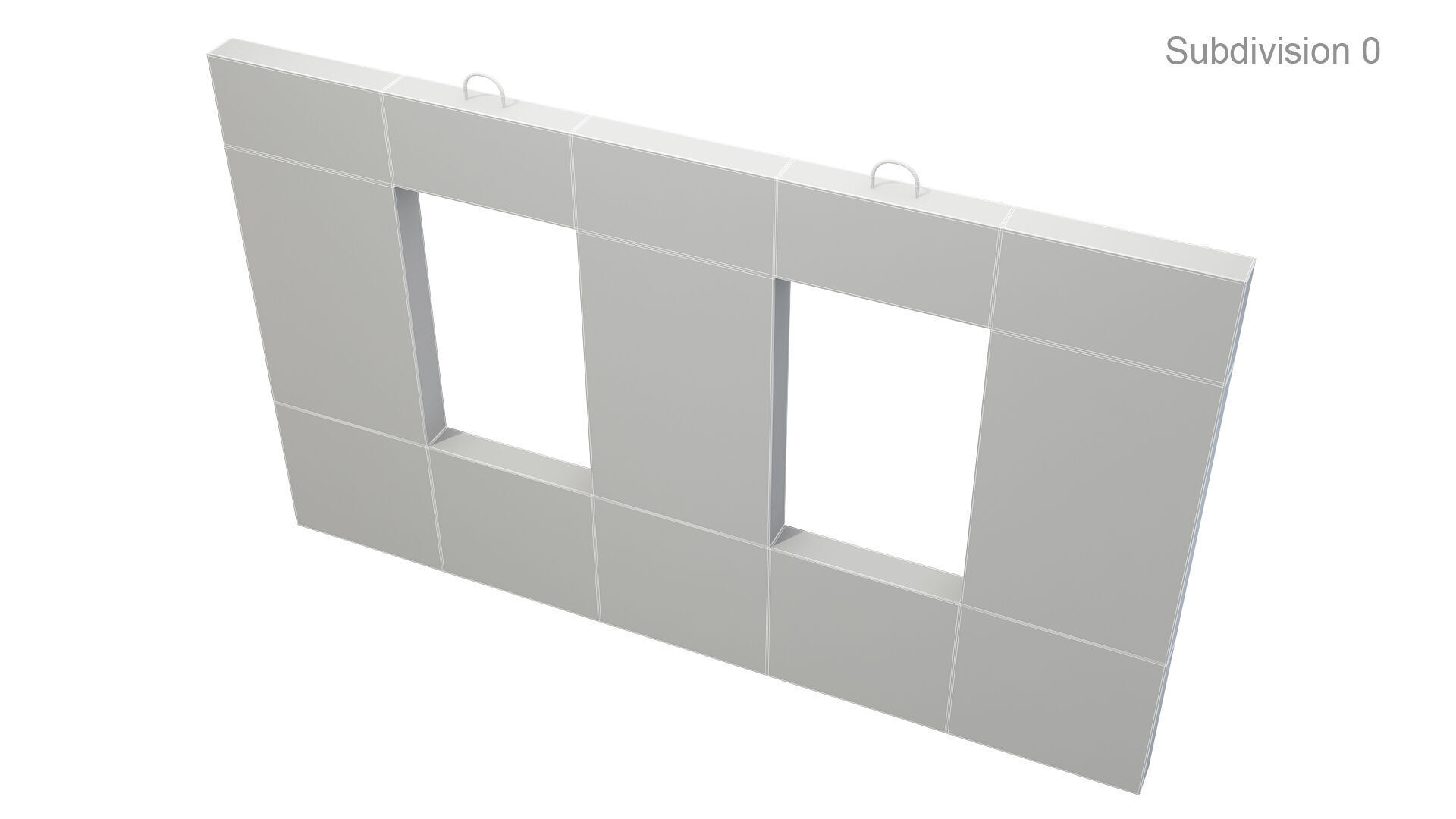 Concrete Wall with Windows 3D model_7