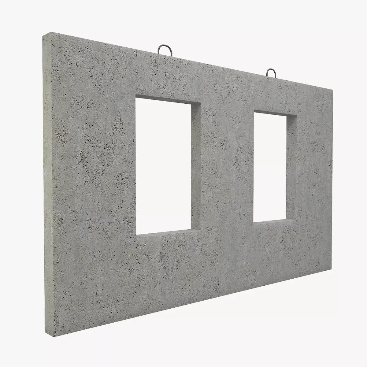 Concrete Wall with Windows 3D model_0