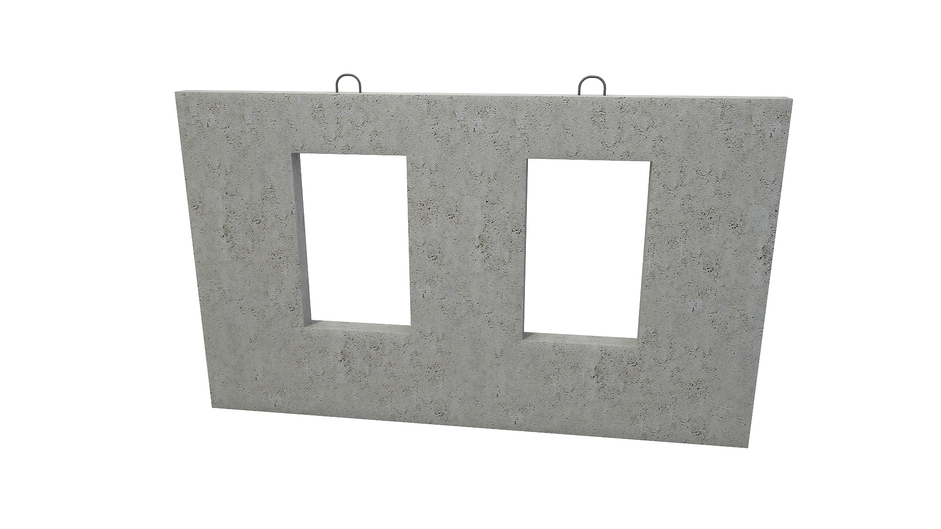 Concrete Wall with Windows 3D model_2