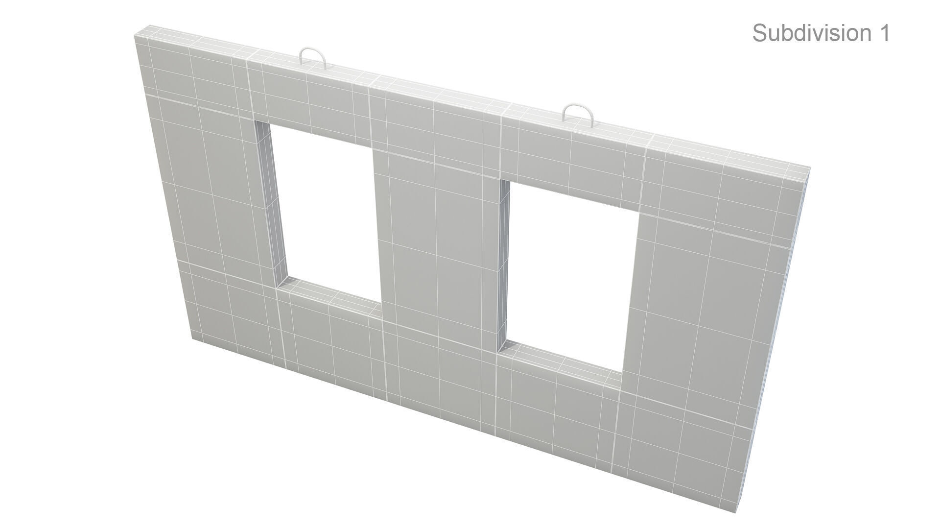 Concrete Wall with Windows 3D model_10