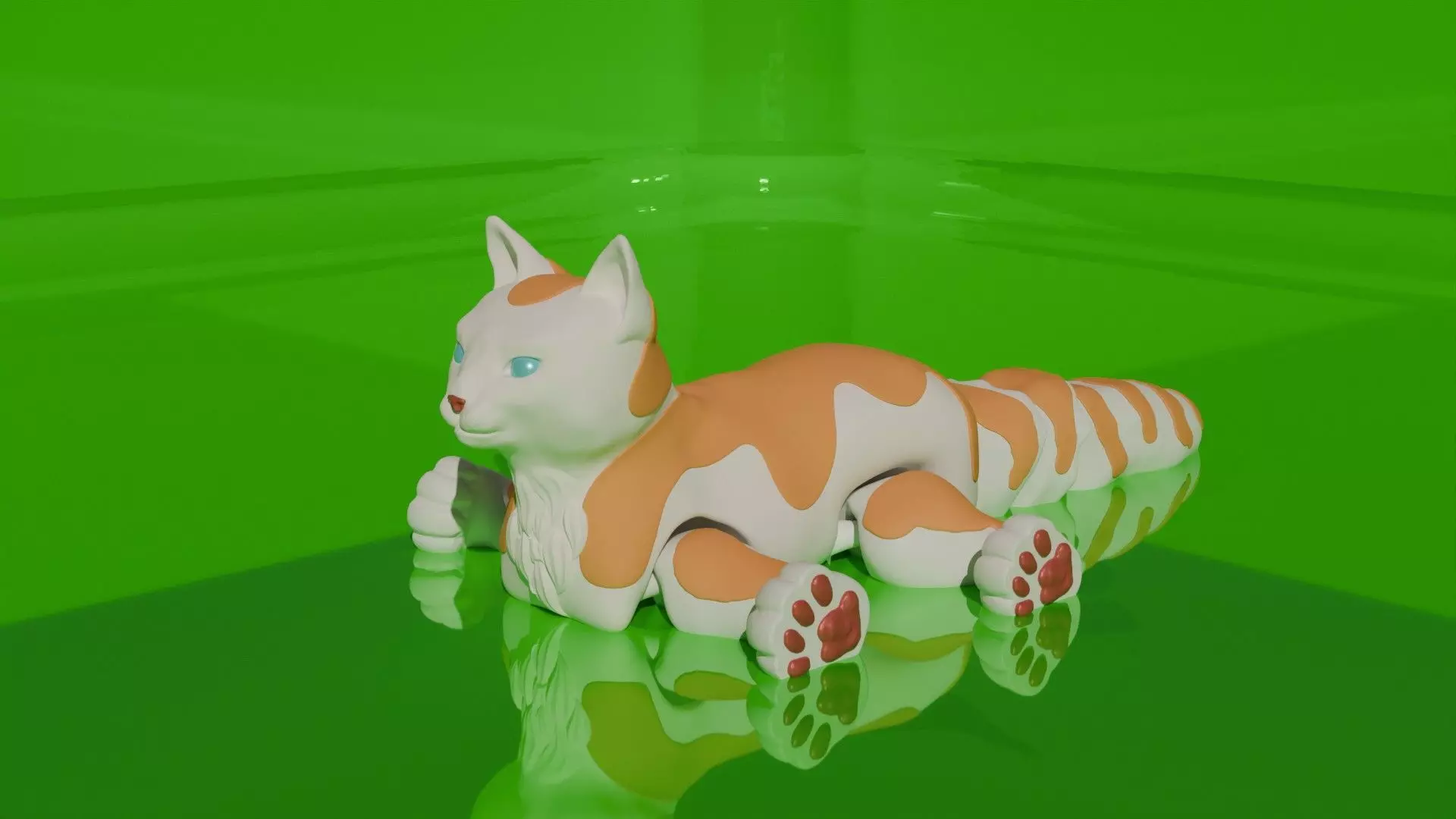 Articulated Cat - painted 3mf 3D print model