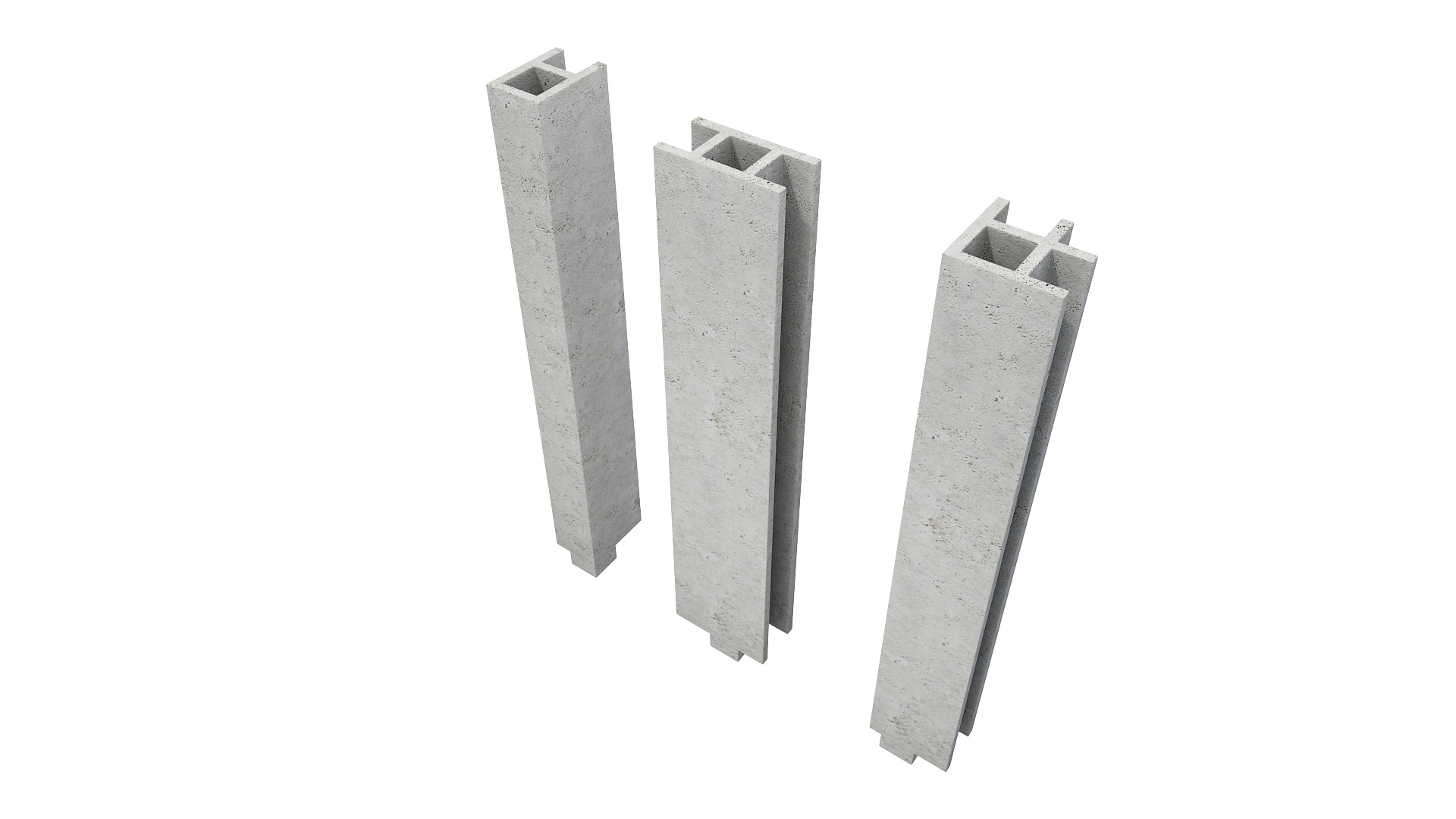 Concrete Connection Wall 3D model_2