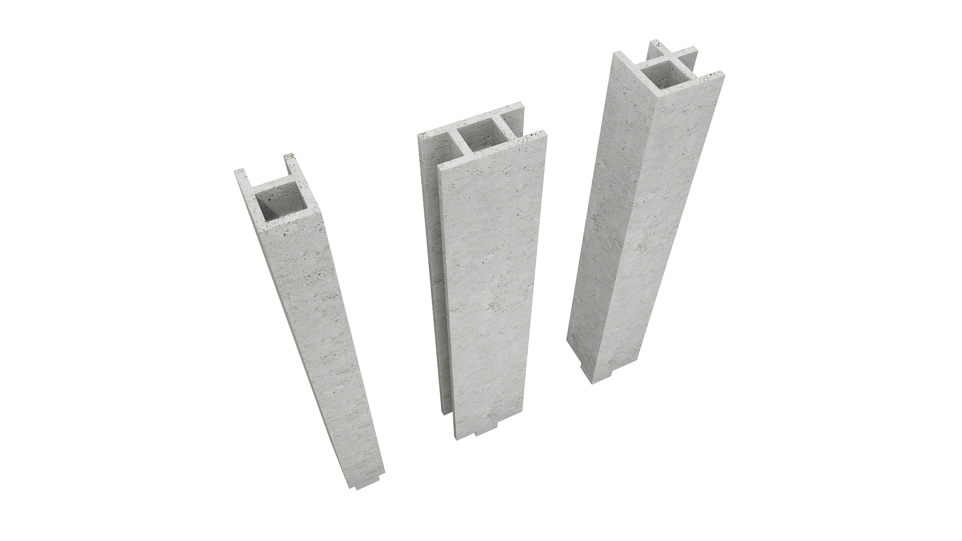 Concrete Connection Wall 3D model_3