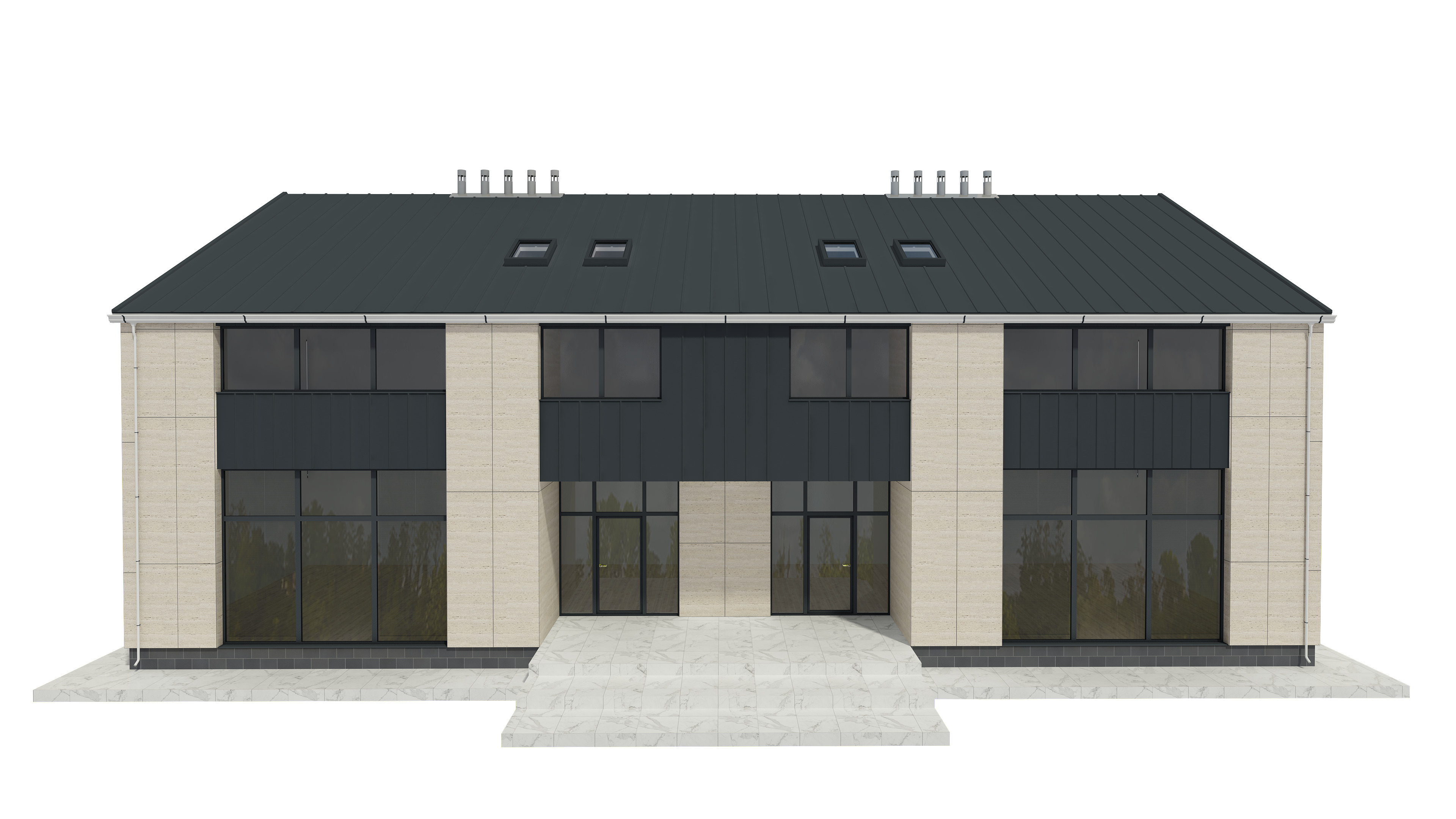 Modern House Building 3D model_3