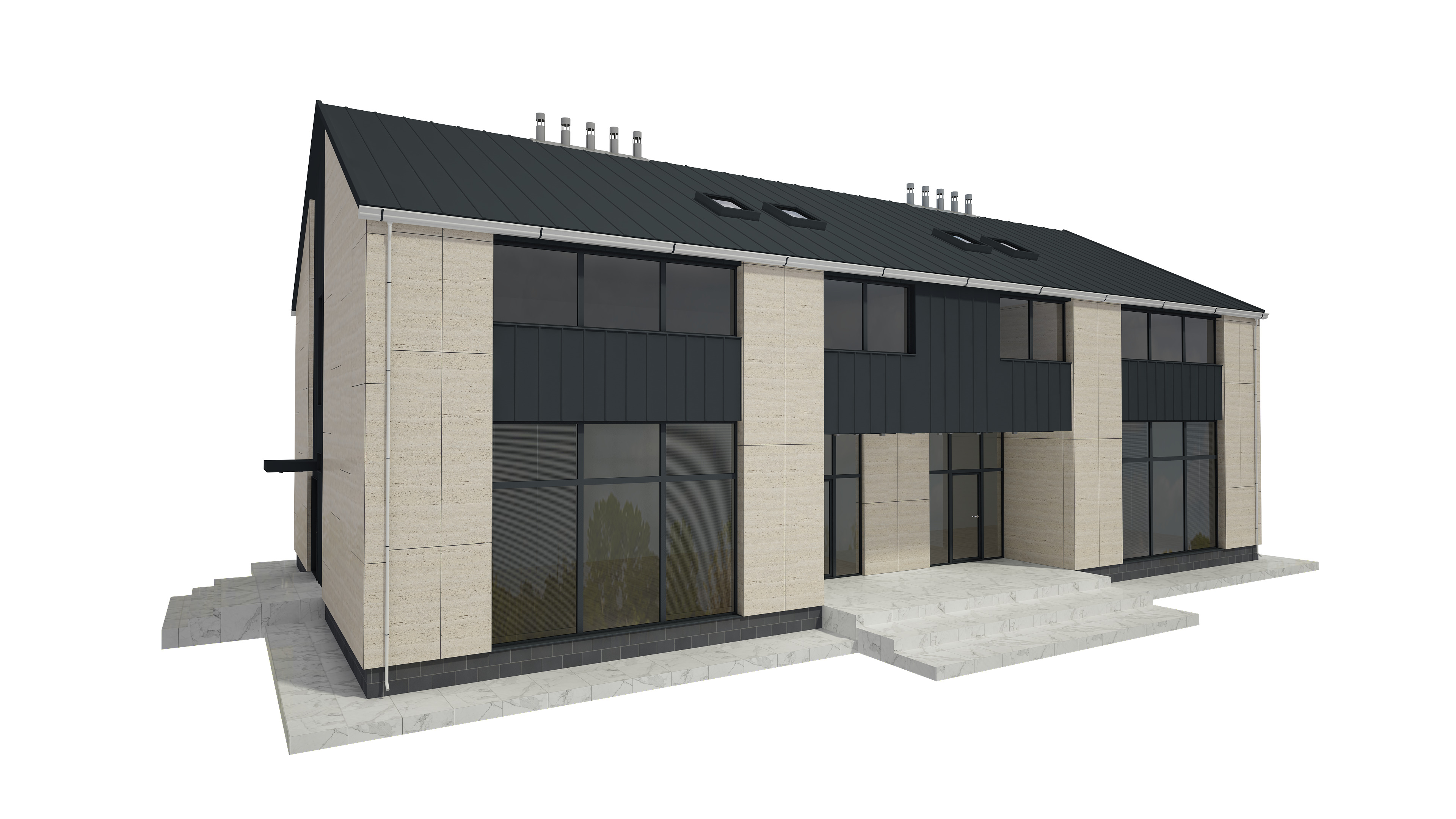 Modern House Building 3D model_1