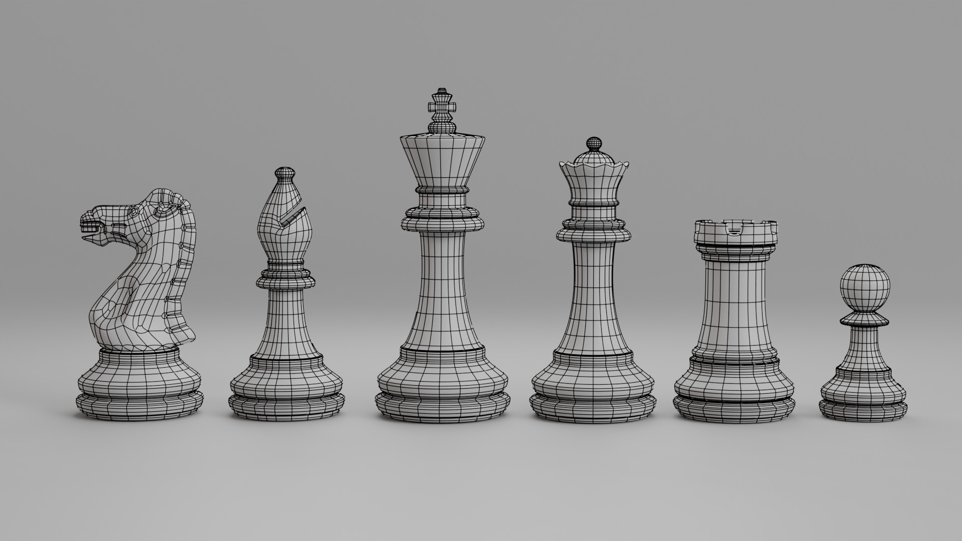 Chess Pieces 3D Model Low-poly 3D model_3