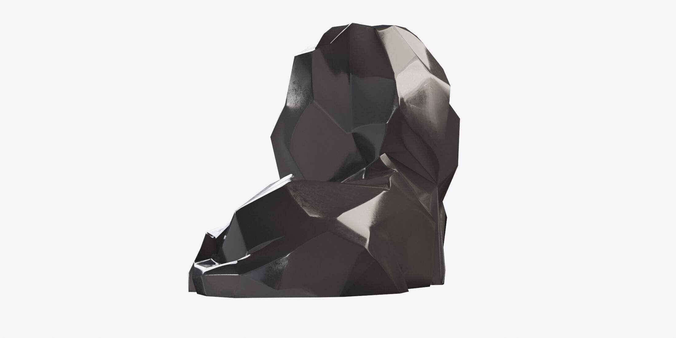 Poly Lion statue Low-poly 3D model_4