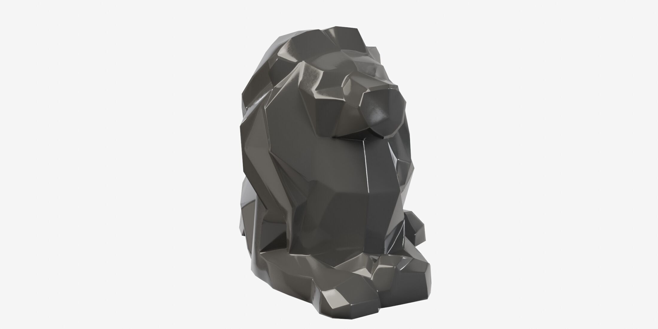 Poly Lion statue Low-poly 3D model_2