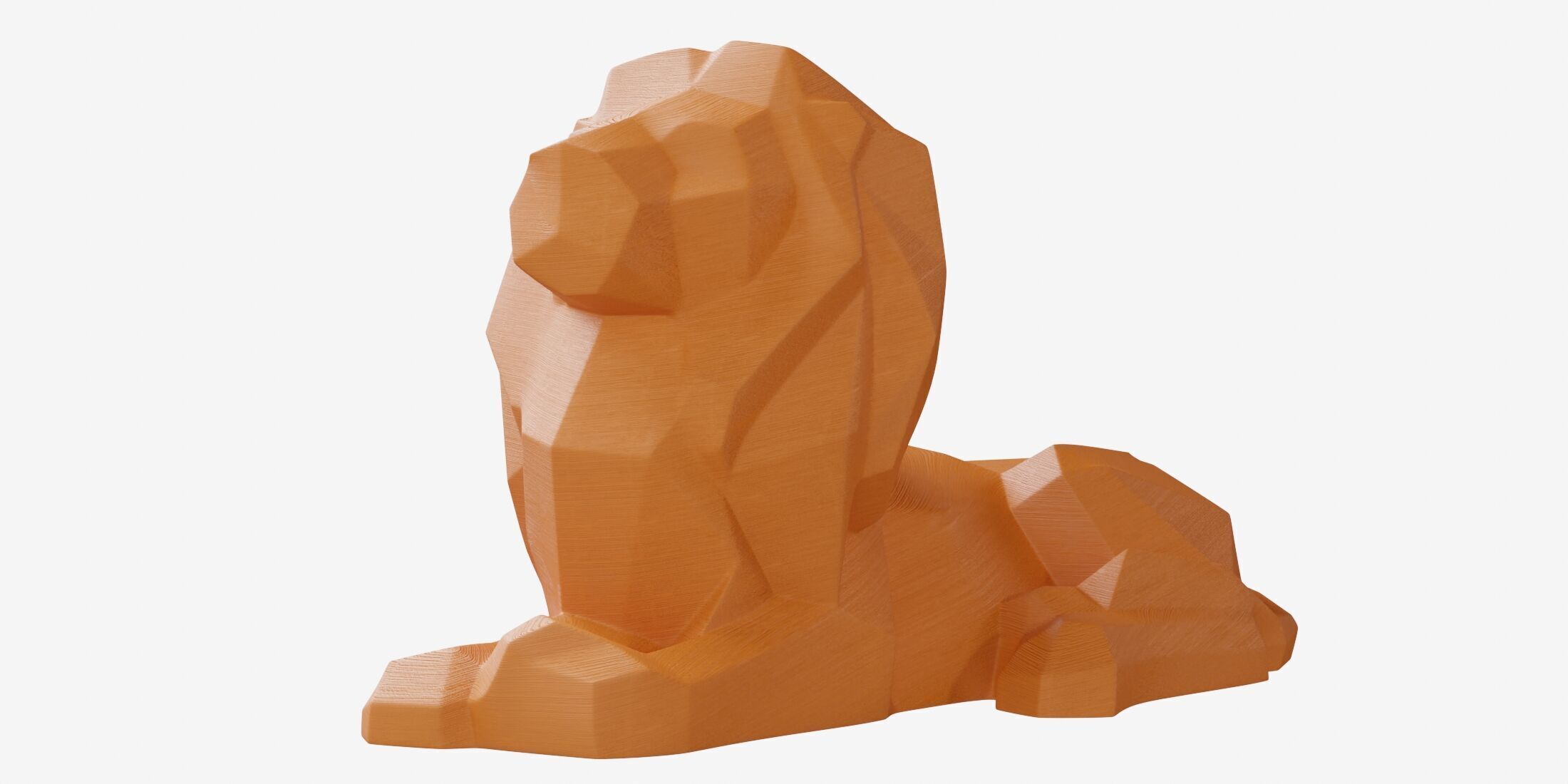 Poly Lion statue Low-poly 3D model_3