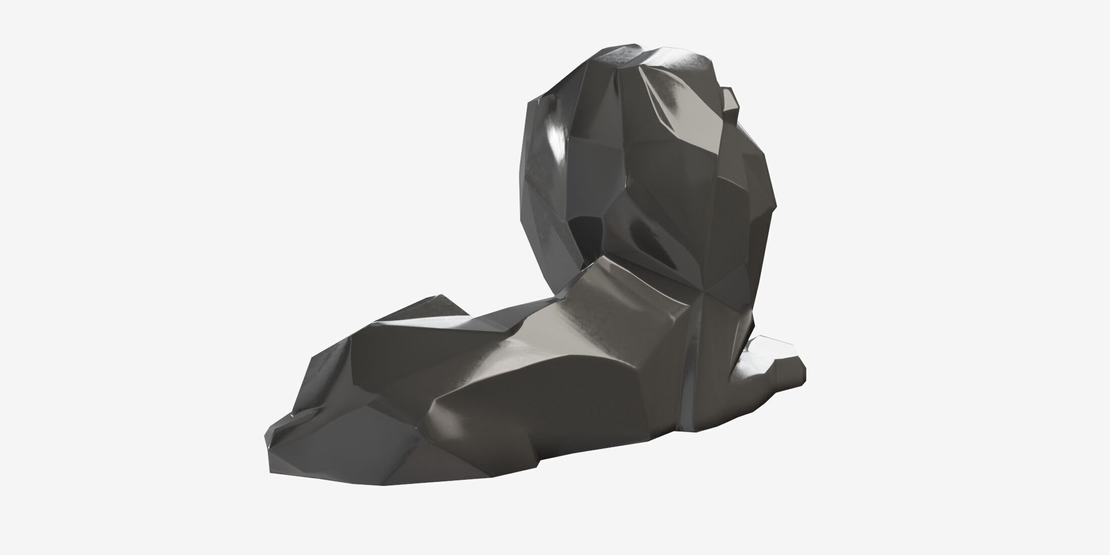 Poly Lion statue Low-poly 3D model_6