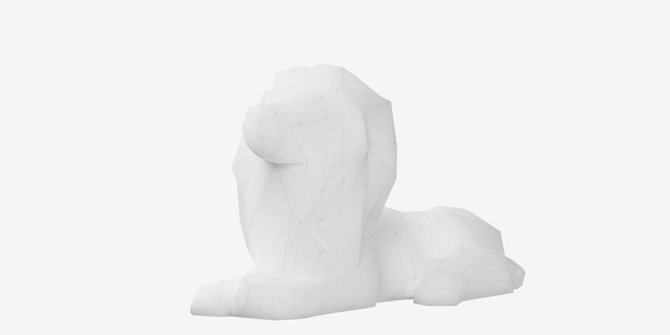 Poly Lion statue Low-poly 3D model_9