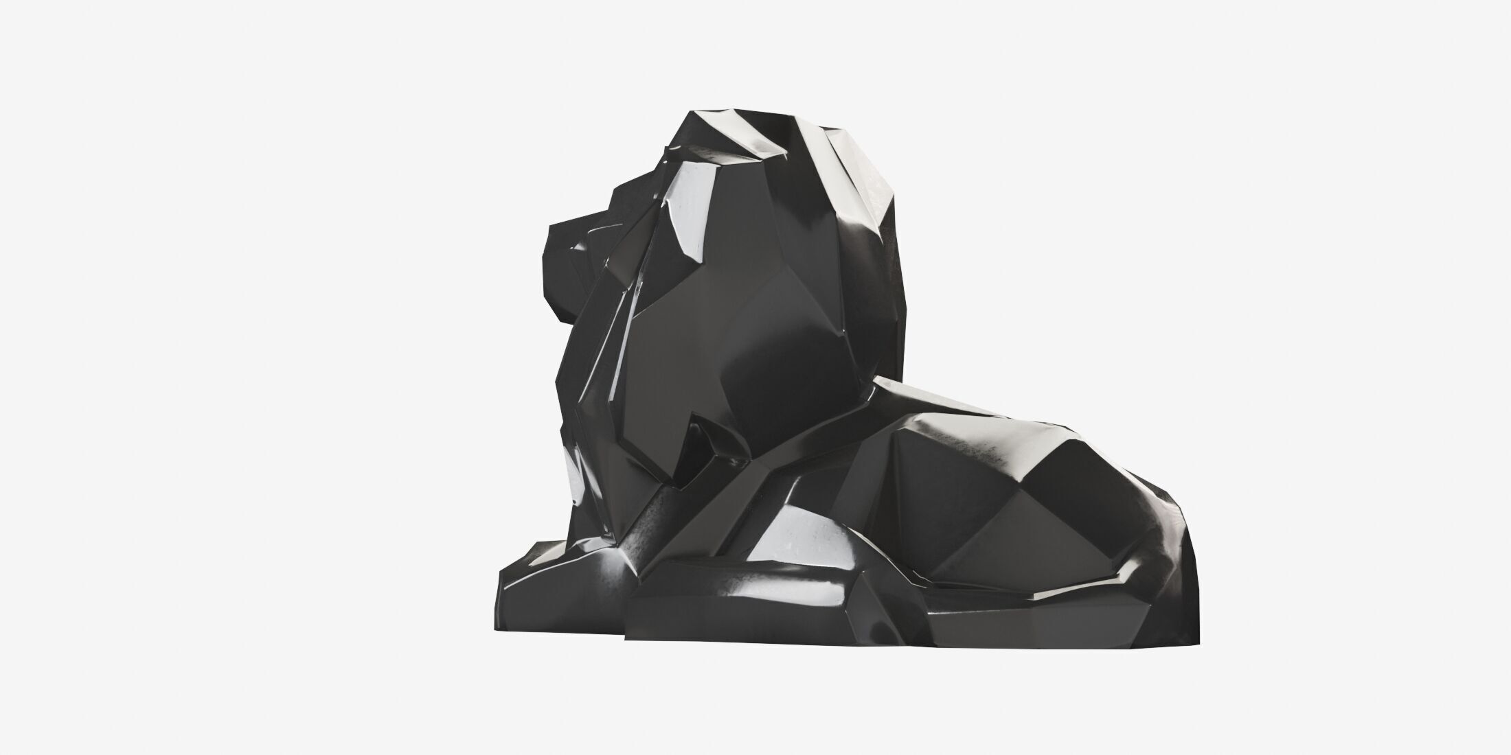 Poly Lion statue Low-poly 3D model_5