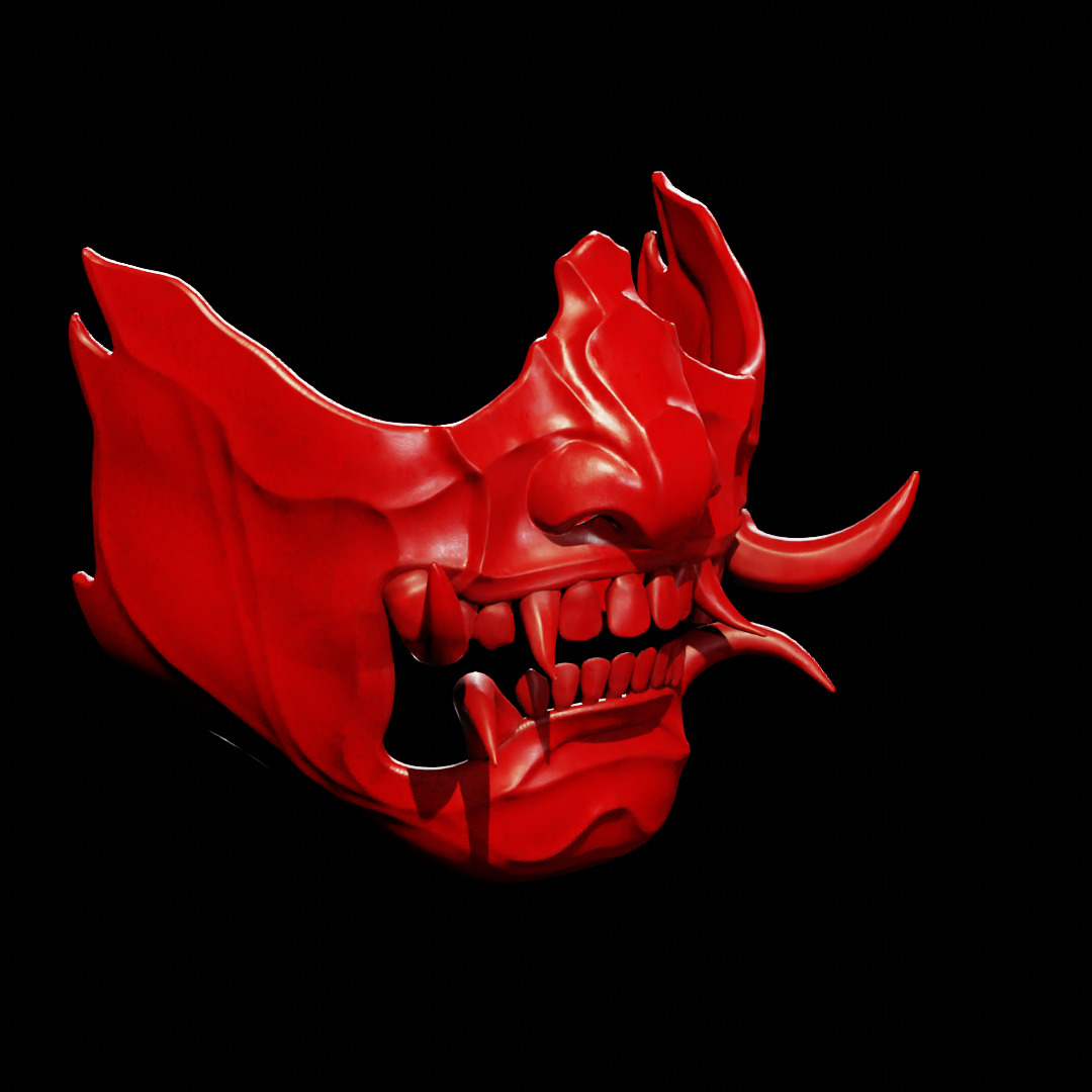 Yokai Oni Mempo Mask Printable 3D print model_3