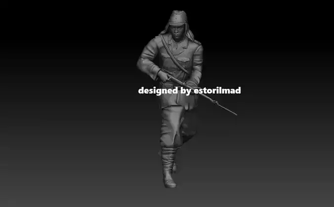 WW2 SOLDADO JAPONES CON RIFLE CORRIENDO 3D print model