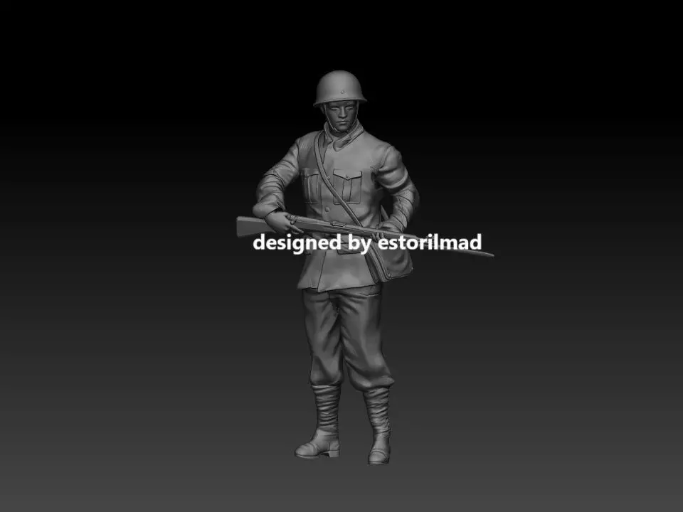 WW2 SOLDADO JAPONES CON RIFLE v3 3D print model_0