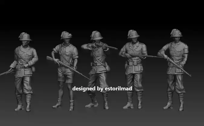 WW2 5 SOLDADOS ITALIANOS BERSAGLIERI EN AFRIKA 3D print model