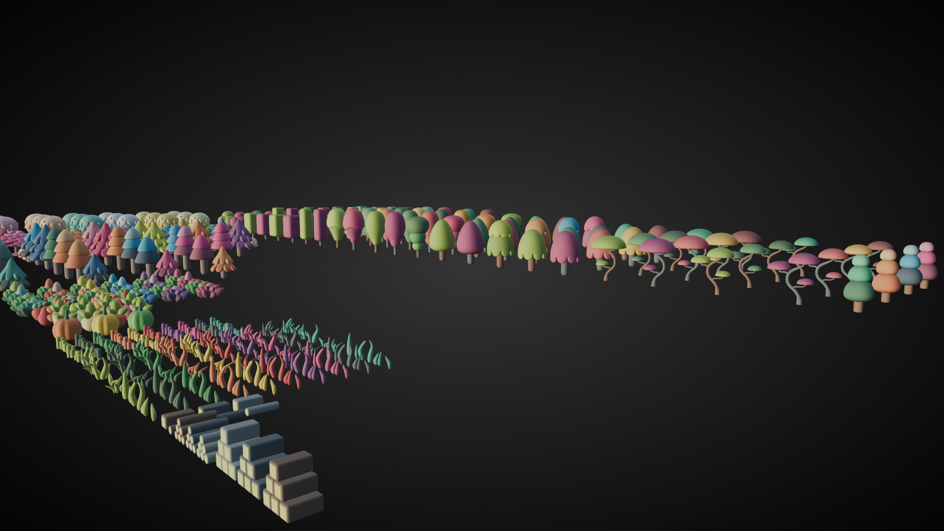 Low Poly Tree and Plant Set Low-poly 3D model_7