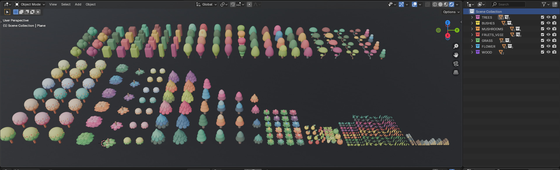 Low Poly Tree and Plant Set Low-poly 3D model_15