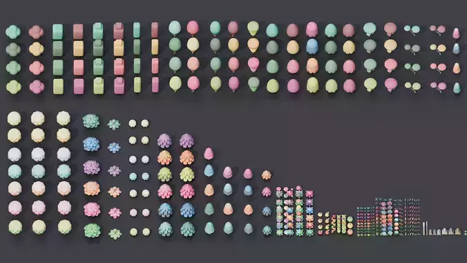 Low Poly Tree and Plant Set Low-poly 3D model