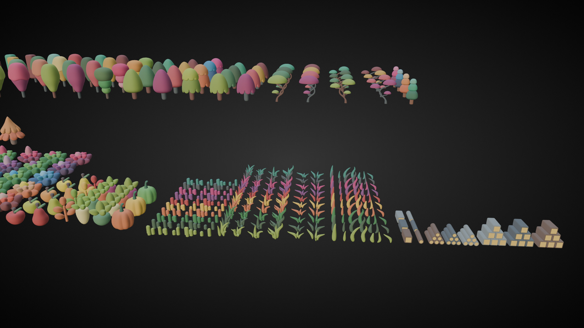 Low Poly Tree and Plant Set Low-poly 3D model_10