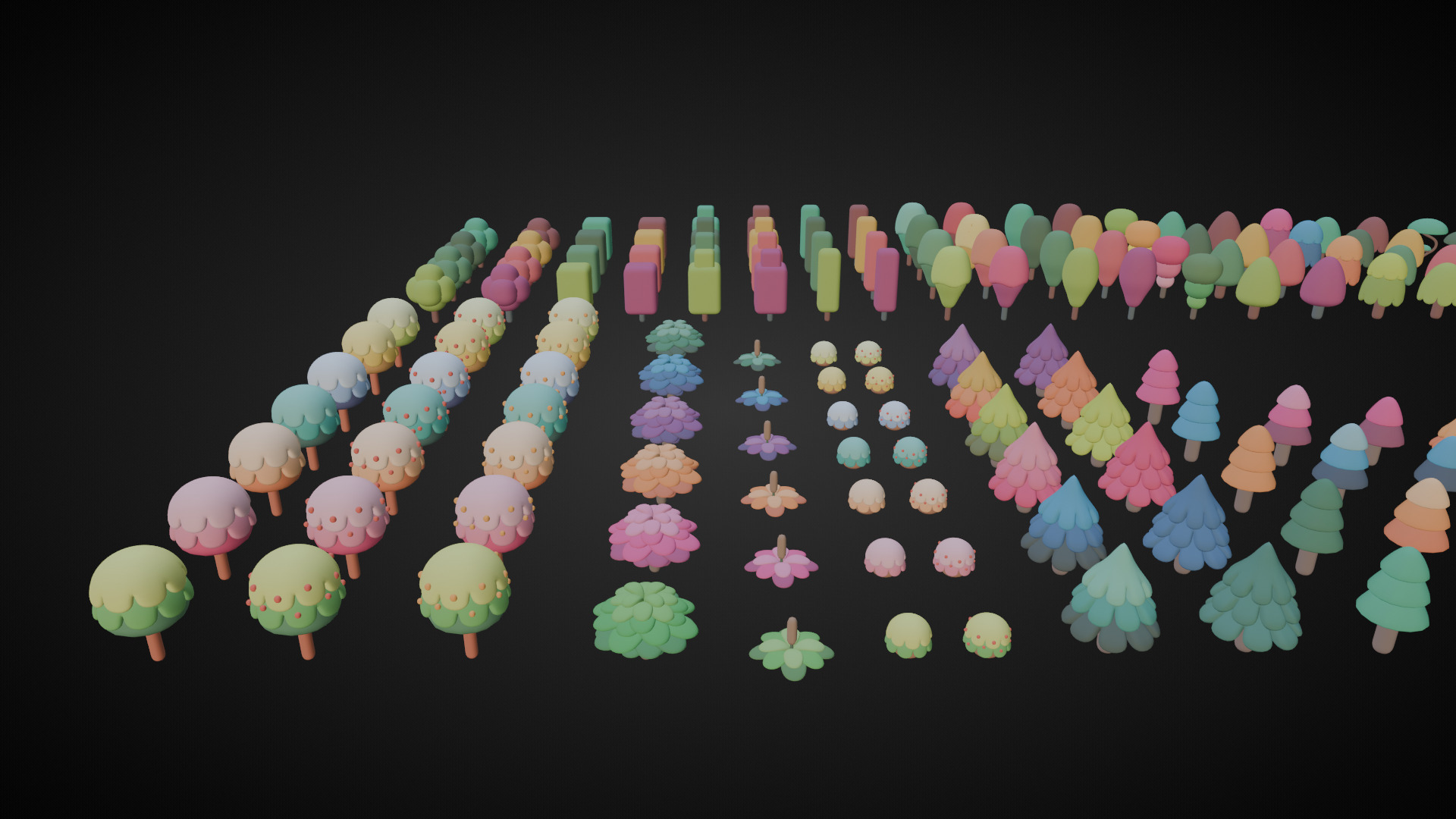 Low Poly Tree and Plant Set Low-poly 3D model_8