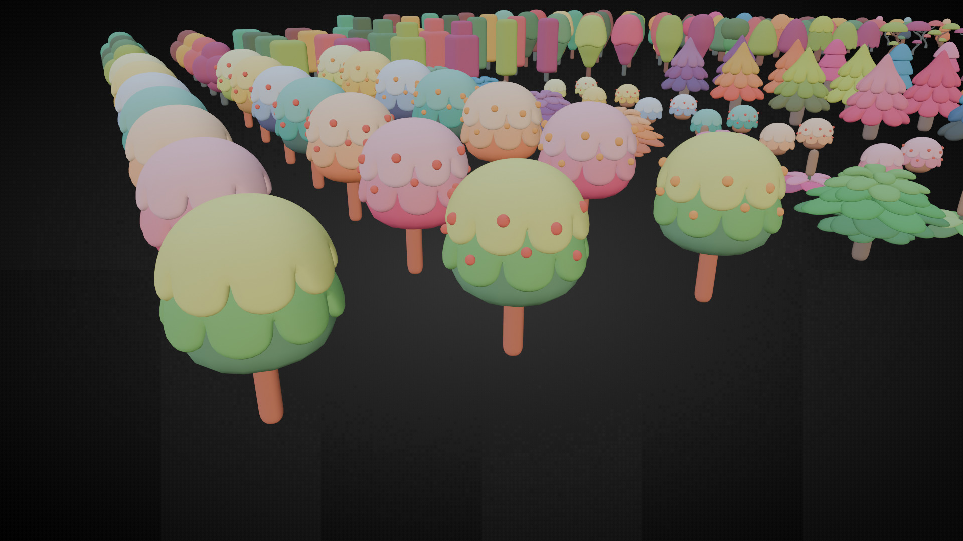 Low Poly Tree and Plant Set Low-poly 3D model_5