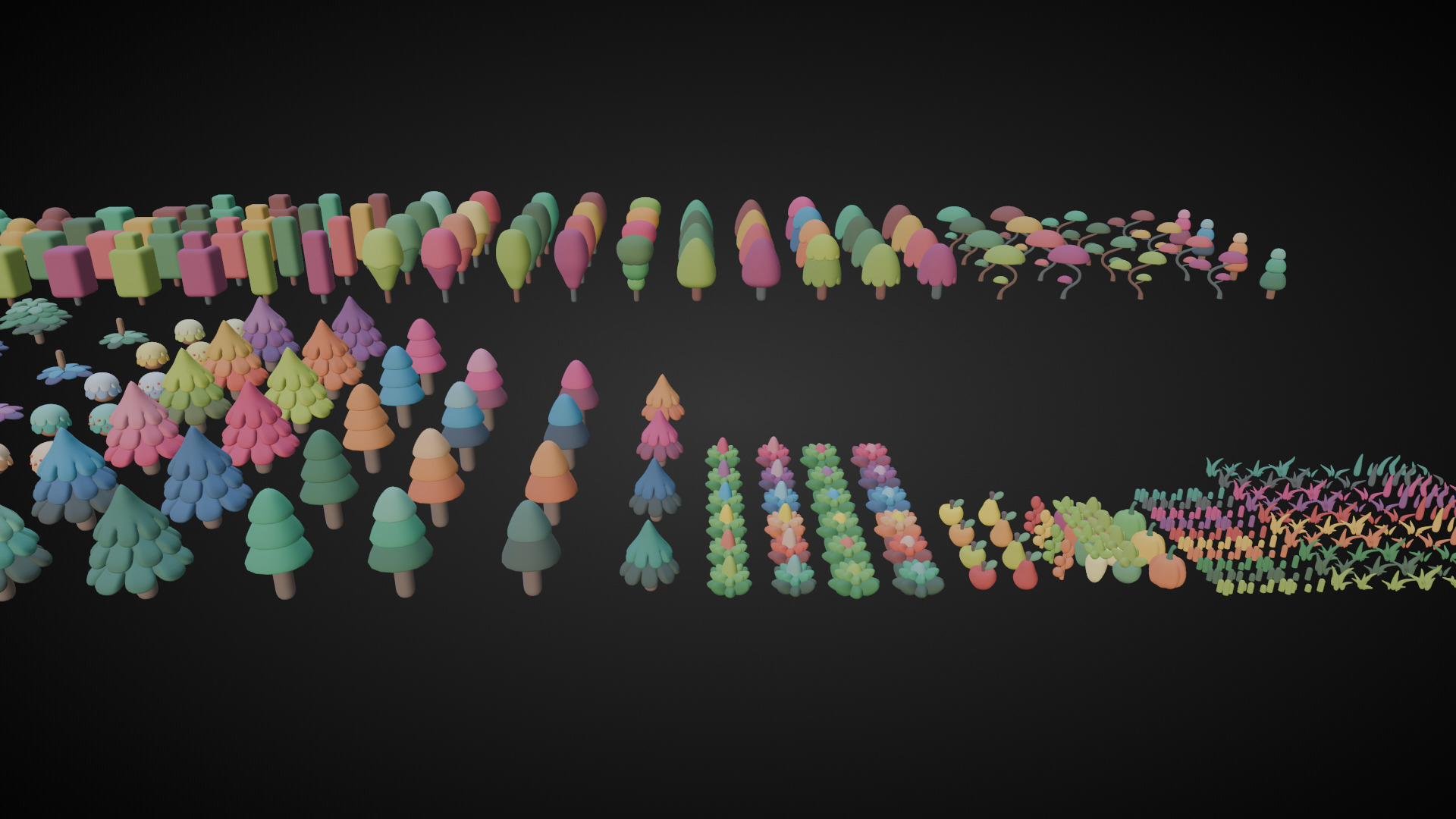 Low Poly Tree and Plant Set Low-poly 3D model_9