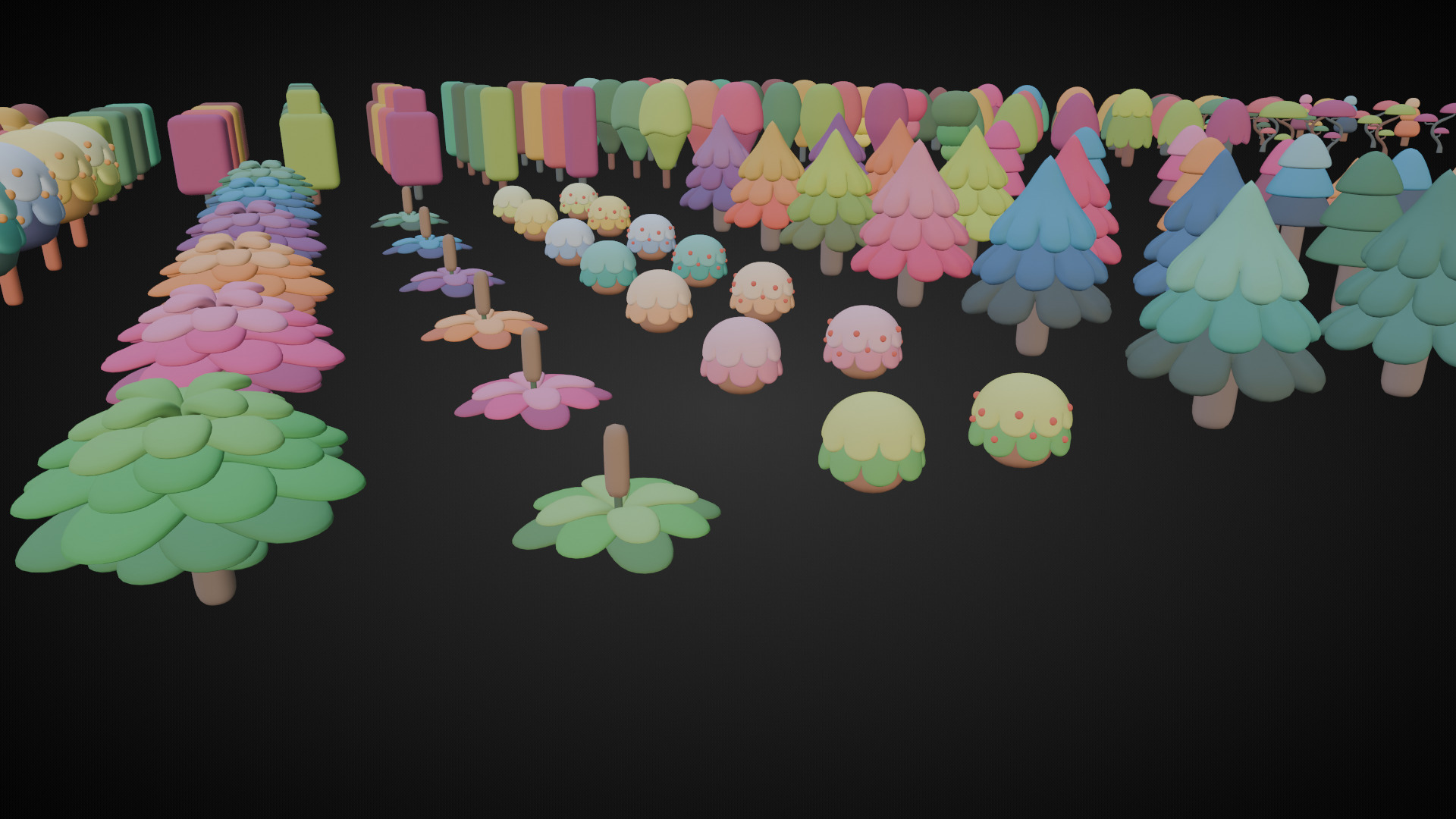 Low Poly Tree and Plant Set Low-poly 3D model_6