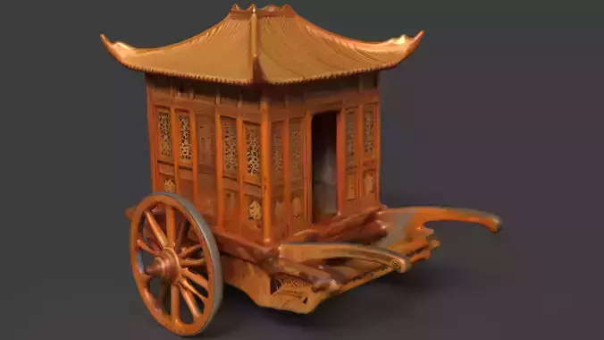 Chinese ancient wooden  carriage  