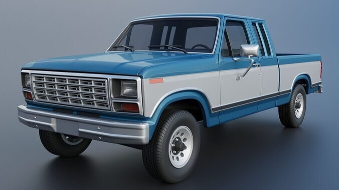 Pickup Truck F-150 SuperCab 1981 3D print model 3