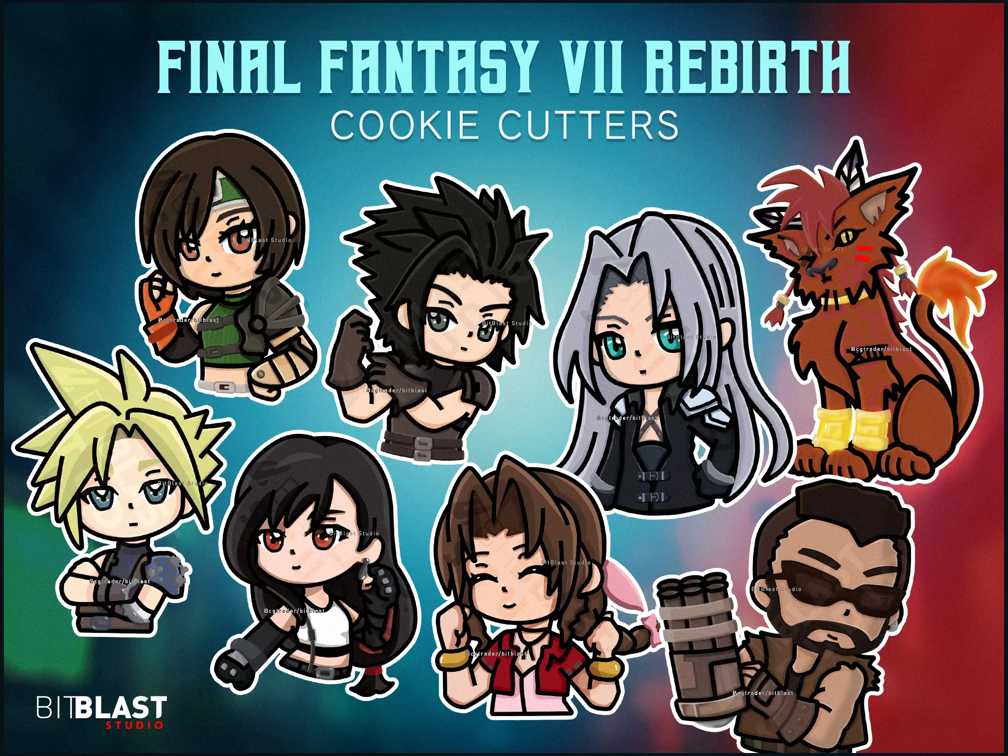 Final Fantasy VII Rebirth Cookie Cutters 3D print model_0