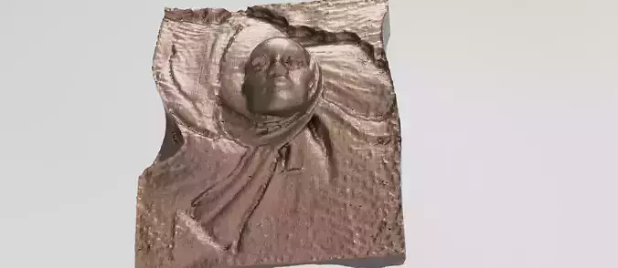 Low poly sand face sculpture