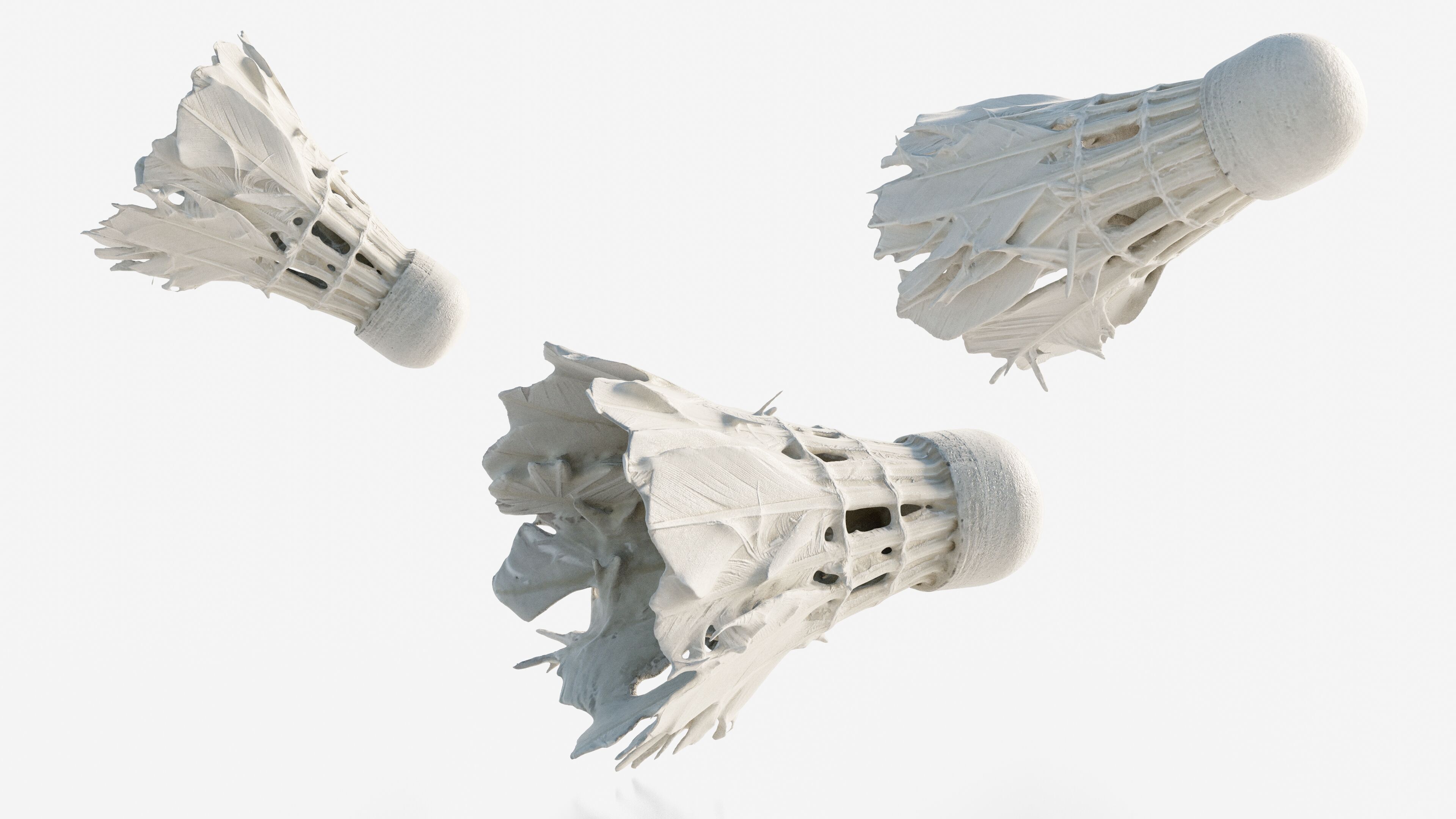 Scanned badminton shuttlecock Low-poly 3D model_2