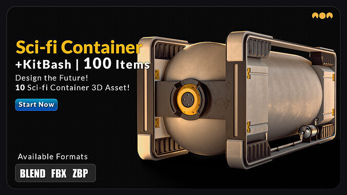 10 Sci-fi Container 3D Model and 100 Sci-fi Container KitBash 3D model