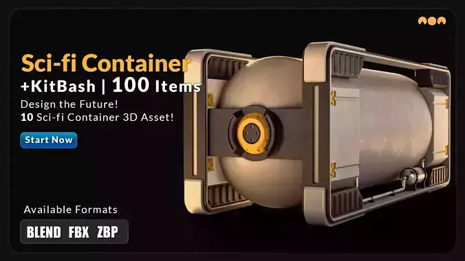 10 Sci-fi Container 3D Model and 100 Sci-fi Container KitBash