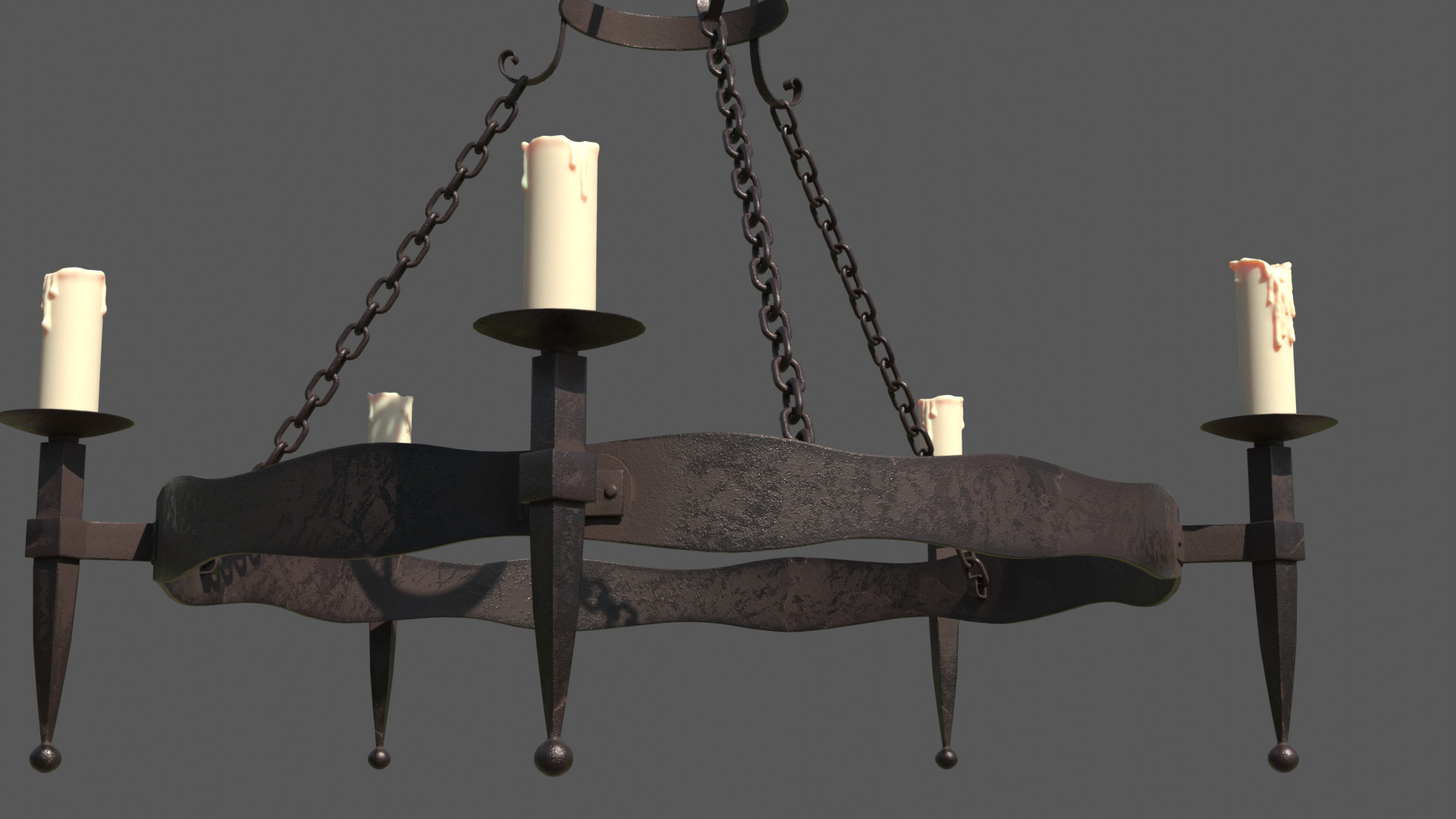 Medieval candle light 3D model_5