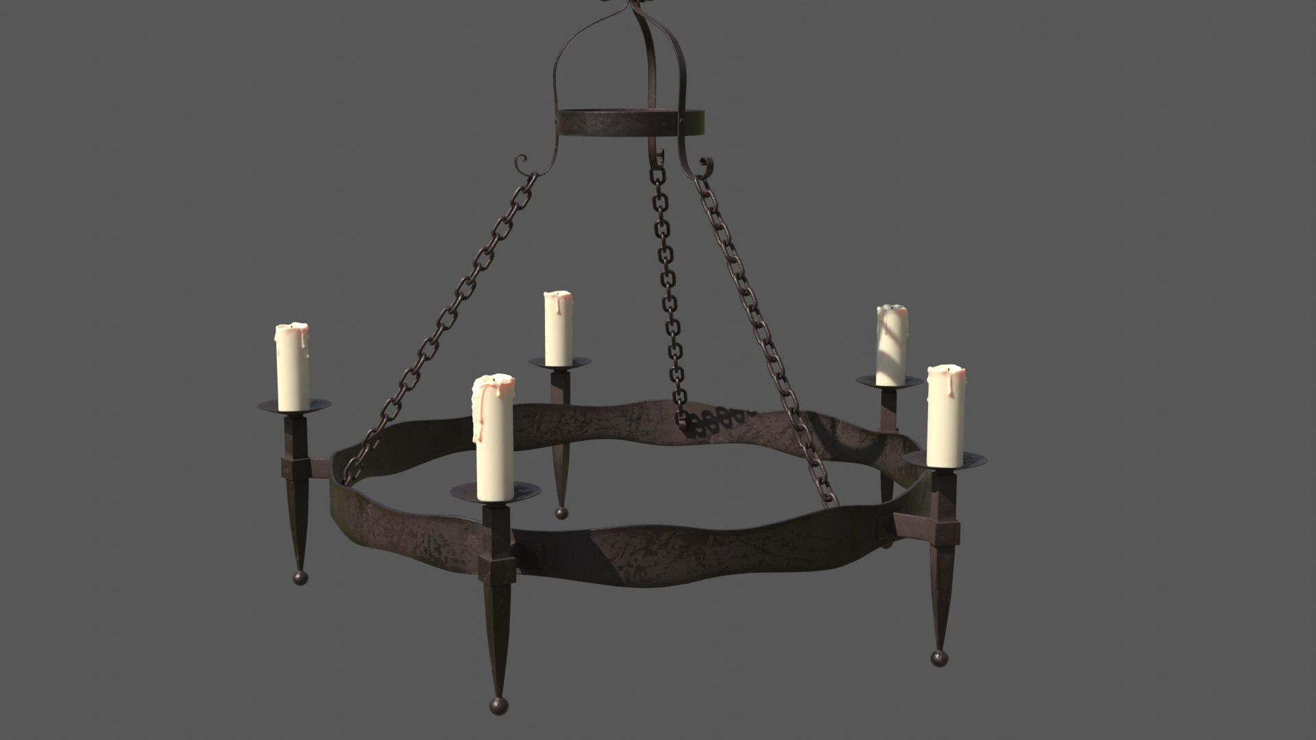 Medieval candle light 3D model_3