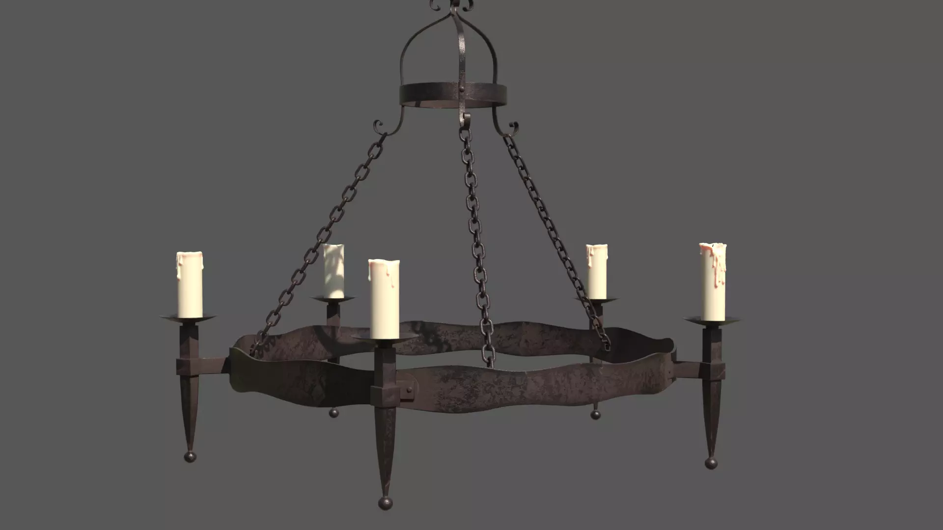Medieval candle light 3D model_0