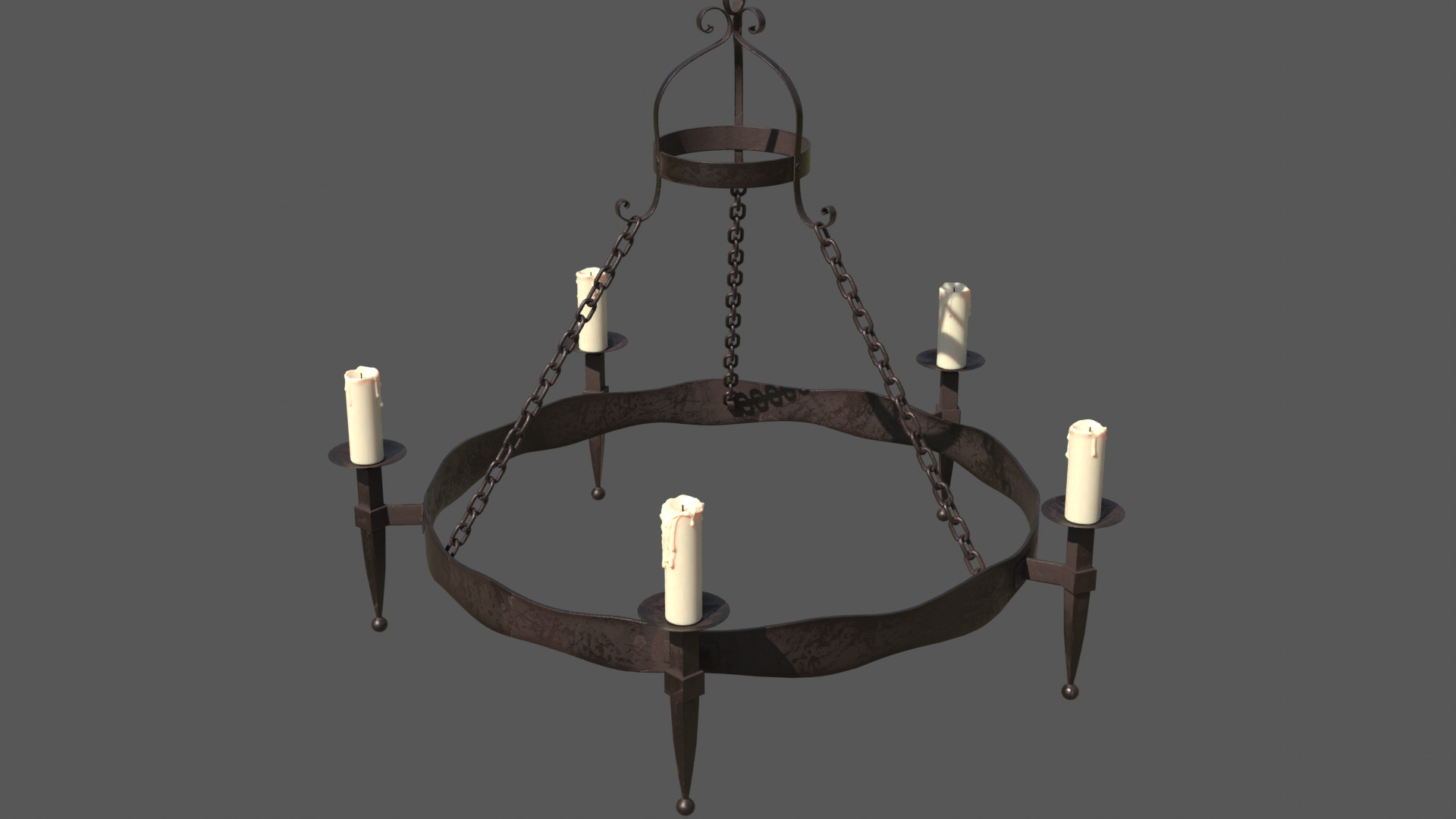 Medieval candle light 3D model_1