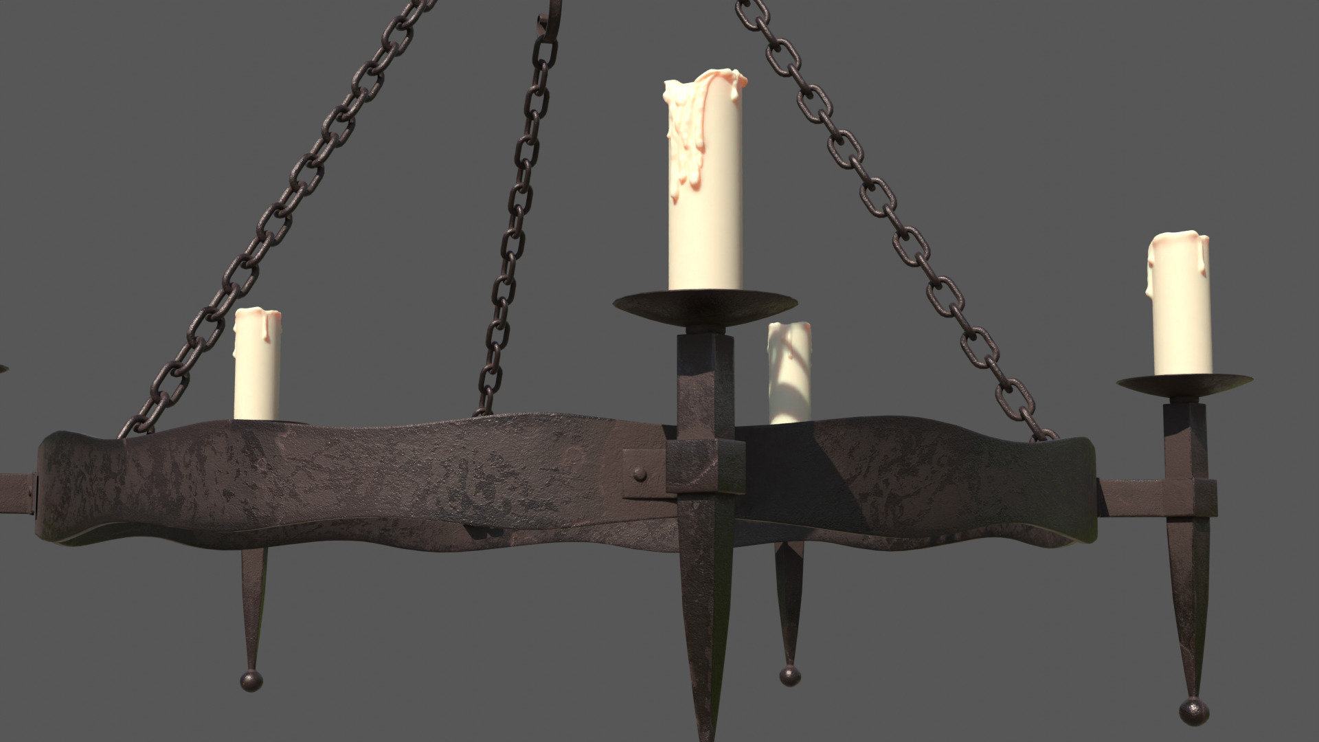 Medieval candle light 3D model_7