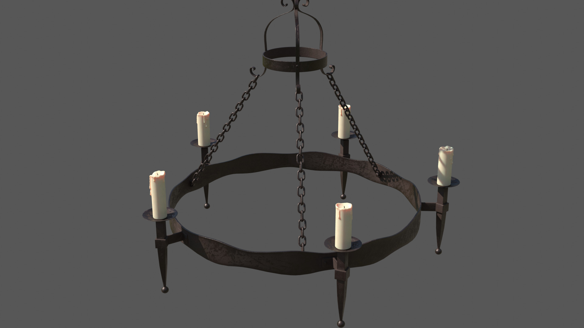Medieval candle light 3D model_2