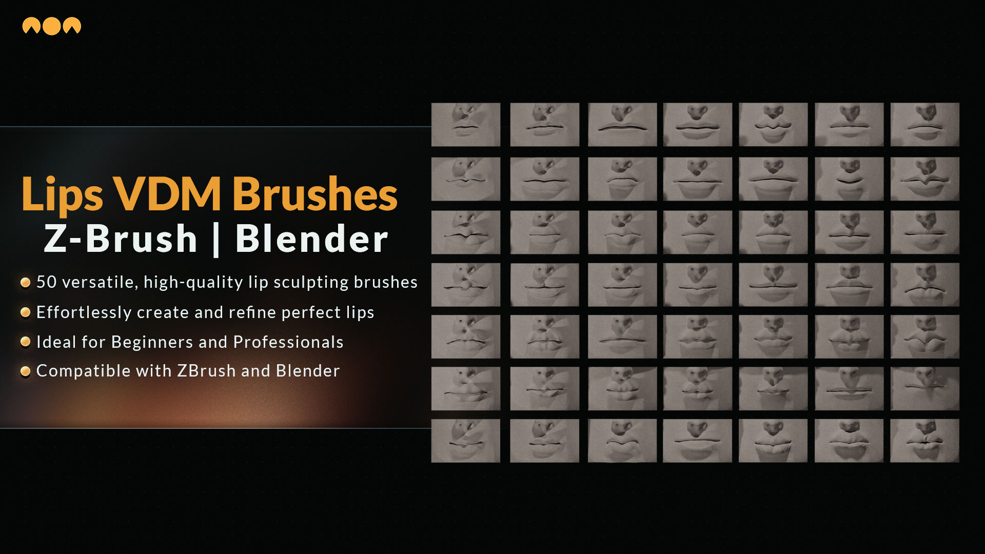 50 Lips VDM Brushes - Blender and Zbrush Sculpting Brushes 3D model_1