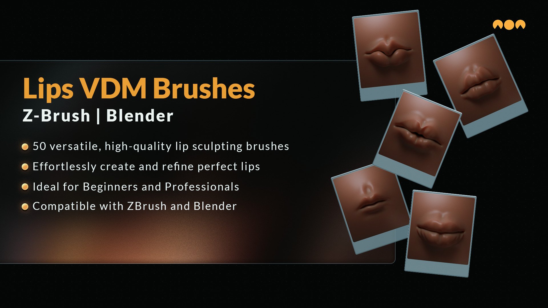 50 Lips VDM Brushes - Blender and Zbrush Sculpting Brushes 3D model_2