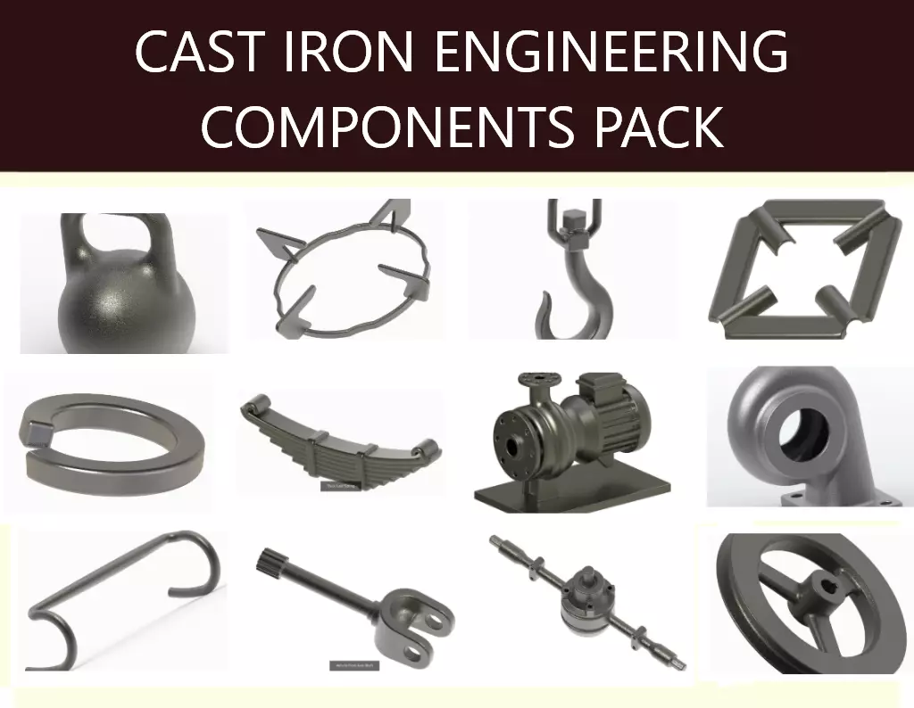 CAST IRON ENGINEERING COMPONENTS PACK 3D Model Collection_0